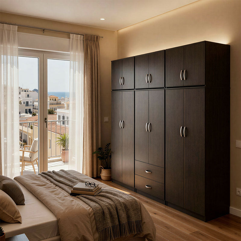 Ντουλάπα Εξάφυλλη με Πατάρι Athos Wenge 240x42x240