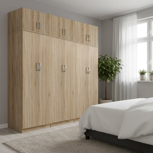 Ντουλάπα Εξάφυλλη με Πατάρι Athos II Sonoma 240x42x240