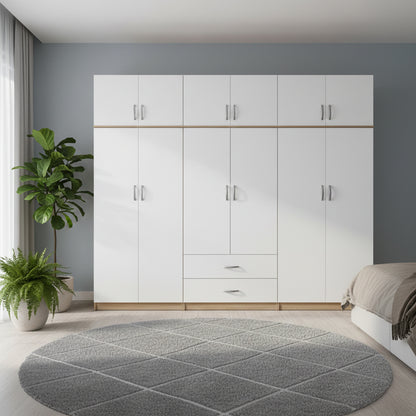 Ντουλάπα Εξάφυλλη με Πατάρι Athos I Sonoma-Λευκή 240x42x240