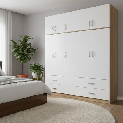 Ντουλάπα Πεντάφυλλη με Πατάρι Athos Sonoma-Λευκή 170x42x240