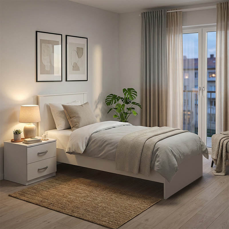 Σετ Κρεβατοκάμαρας Athos Λευκό με Κρεβάτι 90x190εκ Σετ 2 Τεμ.