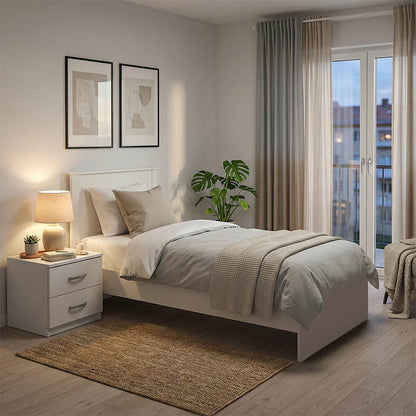 Σετ Κρεβατοκάμαρας Athos Λευκό με Κρεβάτι 90x190εκ Σετ 2 Τεμ.