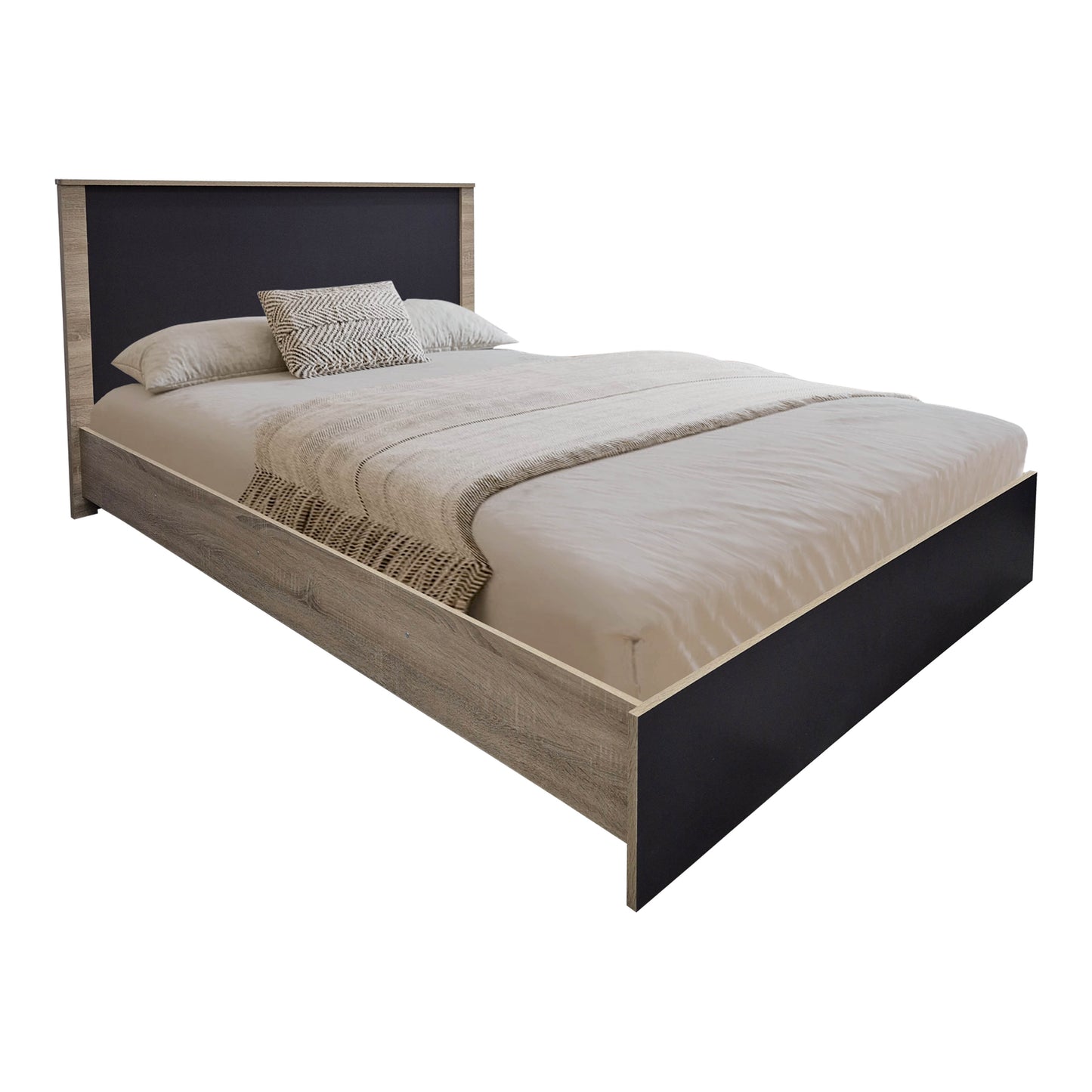 Σετ Κρεβατοκάμαρας Athos Sonoma Ανθρακί με Κρεβάτι 140x200εκ Σετ 3 Τεμ.