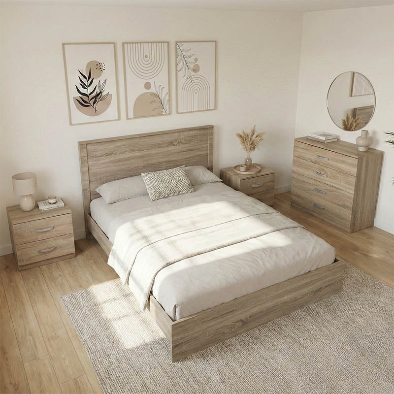 Σετ Κρεβατοκάμαρας Athos Sonoma με Κρεβάτι 140x200εκ Σετ 4 Τεμ.