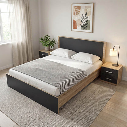 Σετ Κρεβατοκάμαρας Athos Sonoma Ανθρακί με Κρεβάτι 160x200εκ Σετ 3 Τεμ.