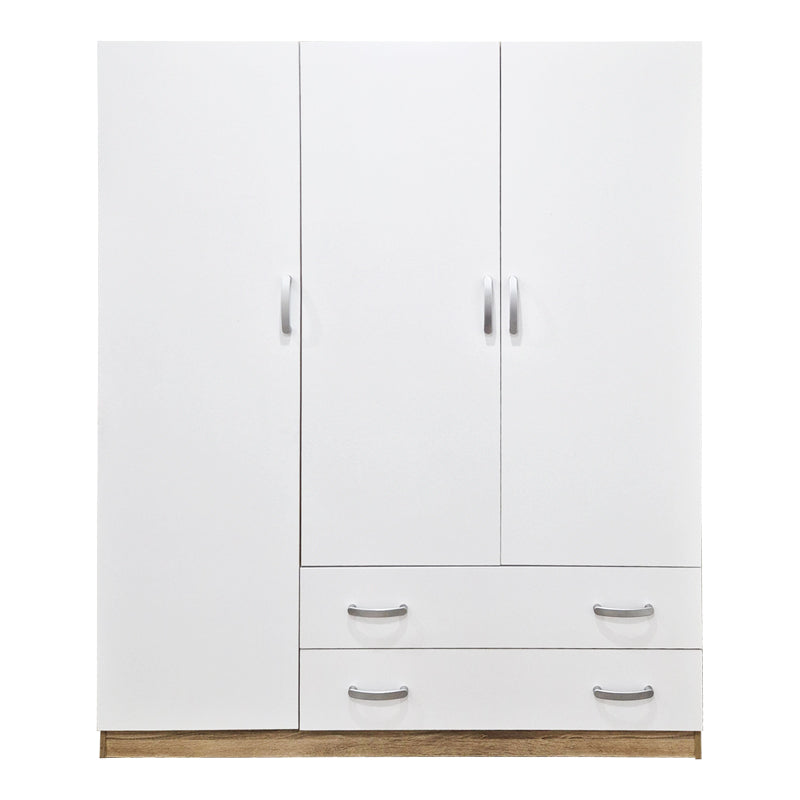Ντουλάπα Τρίφυλλη με 2 Συρτάρια Alvia Λευκό με Sonoma 150x51x180