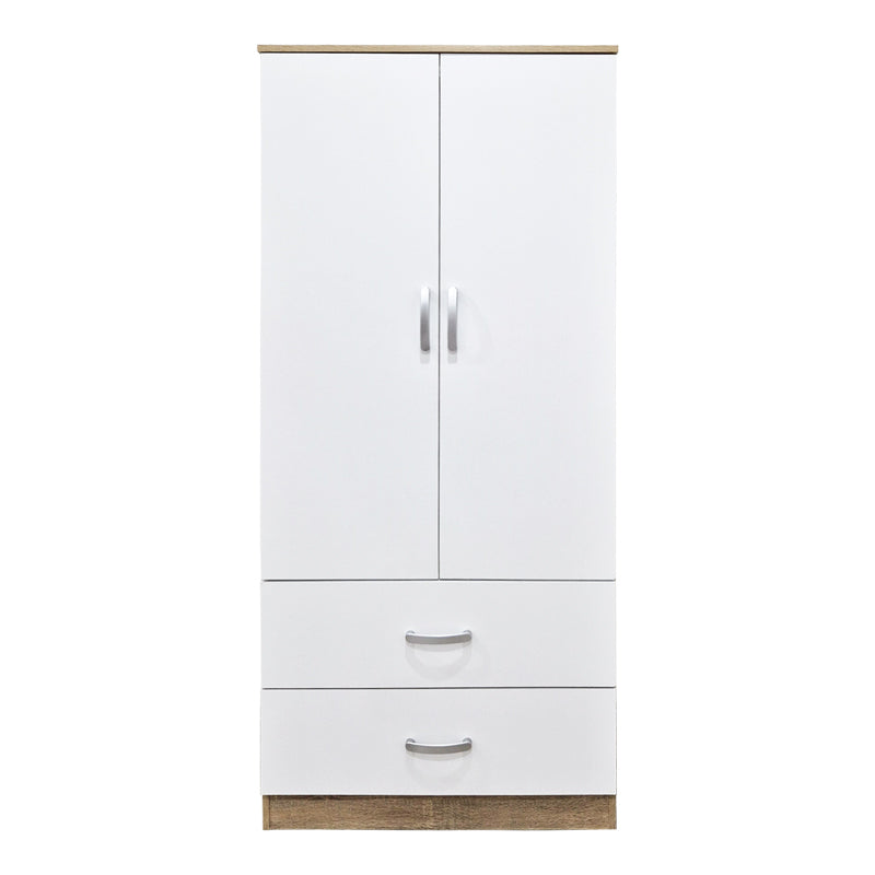 Ντουλάπα Δίφυλλη με 2 Συρτάρια Alvia Λευκό με Sonoma 80x51.5x180