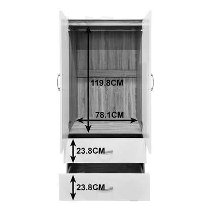 Ντουλάπα Δίφυλλη με 2 Συρτάρια Alvia Λευκό με Sonoma 80x51.5x180