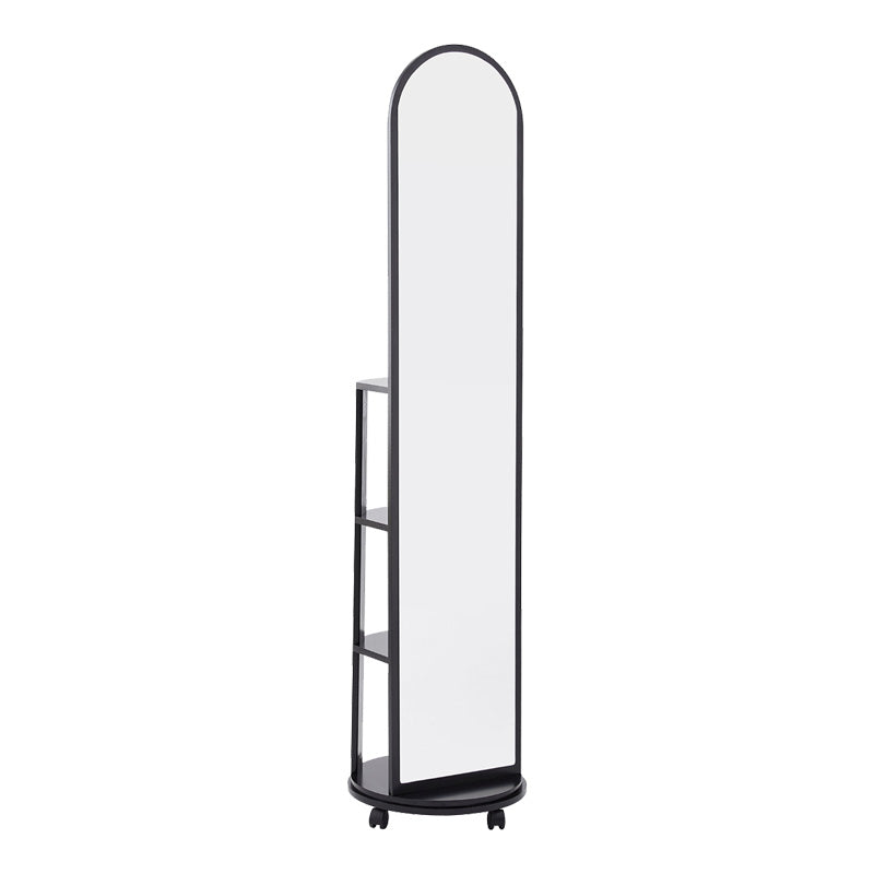 Καθρέπτης Τροχήλατος Espero MDF με Ράφια σε Μαύρη Απόχρωση Φ34x170