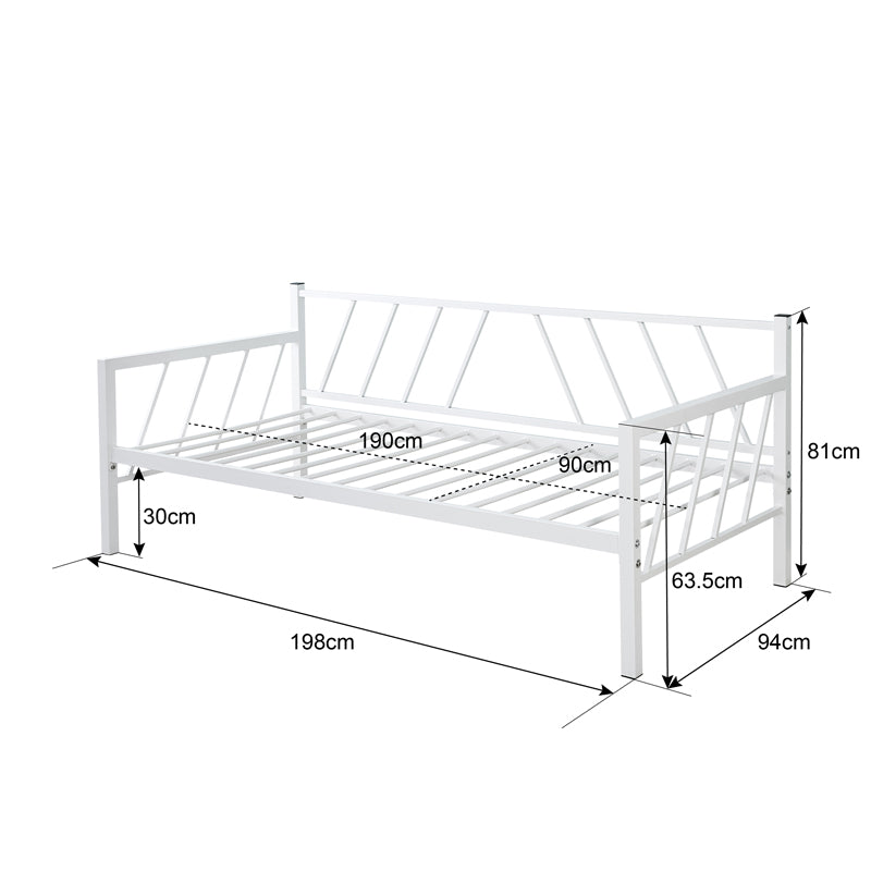 Κρεβάτι-Καναπές Remmie Μέταλλο Λευκό 90x190εκ