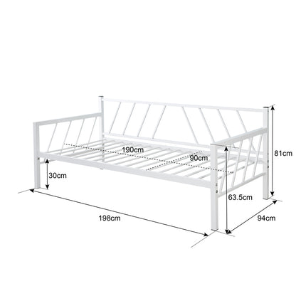 Κρεβάτι-Καναπές Remmie Μέταλλο Λευκό 90x190εκ