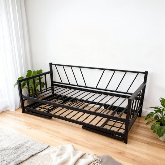 Κρεβάτι-Καναπές Remmie Μέταλλο Μαύρο 90x190εκ