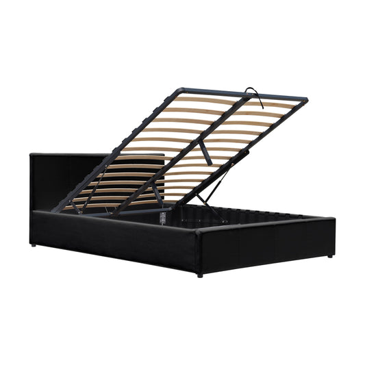 Κρεβάτι Dellia με Αποθηκευτικό Χώρο PU Μαύρο 120x200εκ