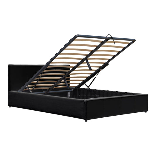 Κρεβάτι Dellia με Αποθηκευτικό Χώρο PU Μαύρο 150x200εκ