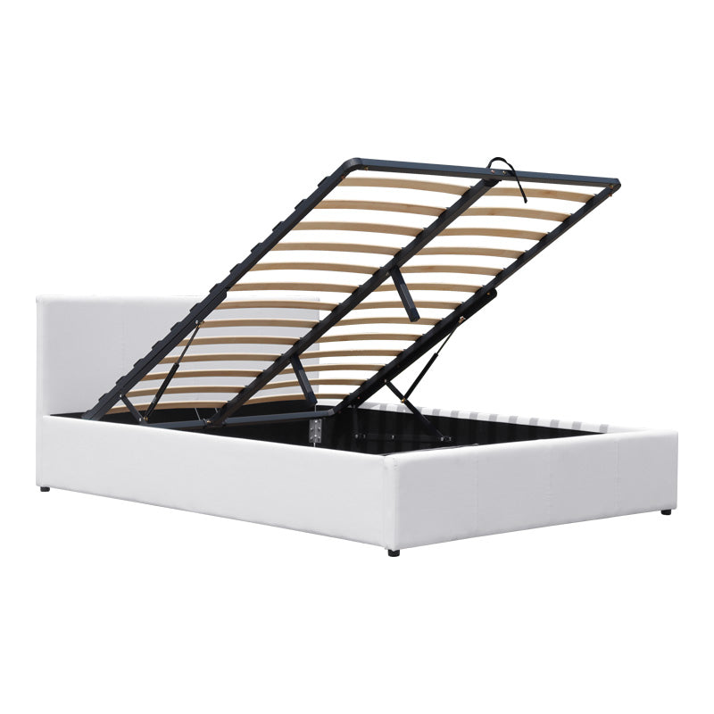 Κρεβάτι Dellia με Αποθηκευτικό Χώρο PU Λευκό 150x200εκ