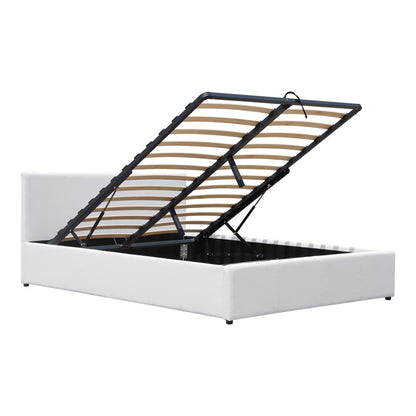 Κρεβάτι Dellia με Αποθηκευτικό Χώρο PU Λευκό 150x200εκ