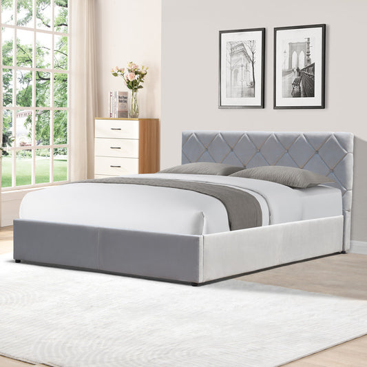 Κρεβάτι Dreamie με Αποθηκευτικό Χώρο Βελούδο Γκρι 160x200εκ