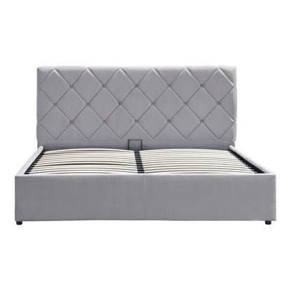 Κρεβάτι Dreamie με Αποθηκευτικό Χώρο Βελούδο Γκρι 160x200εκ