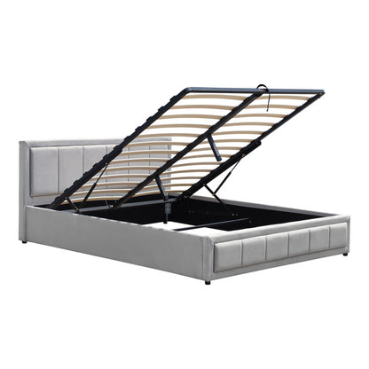 Κρεβάτι Huga με Αποθηκευτικό Χώρο Βελούδο Γκρι 160x200