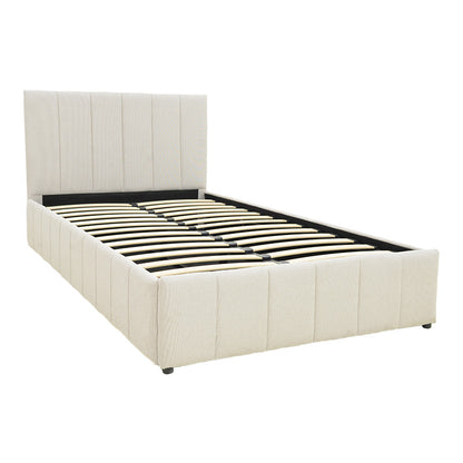 Κρεβάτι Snuggle με Αποθηκευτικό Χώρο Ύφασμα Μπεζ 120x200εκ