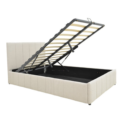 Κρεβάτι Snuggle με Αποθηκευτικό Χώρο Ύφασμα Μπεζ 120x200εκ