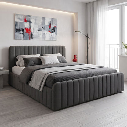 Κρεβάτι Διπλό Myrelia Ανθρακί Ύφασμα 160x200εκ