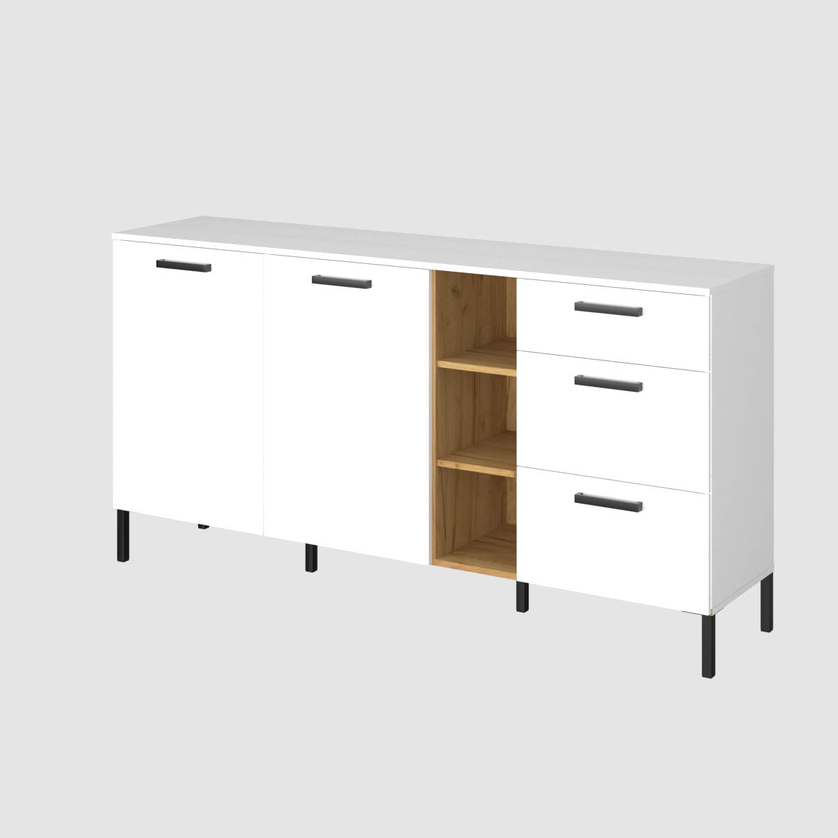 Μπουφές Santes Χρυσό Δρυς-Λευκό 180x42x92.5