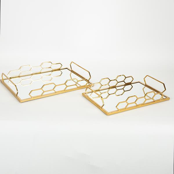 ΔΙΣΚΟΣ ΜΕΤΑΛΛΙΚΟΣ ΜΕ ΚΑΘΡΕΦΤΗ ΧΡΥΣΟ ΧΡΩΜΑ ΣΕΤ 2 ΤΜΧ S:30.5x20x5.5 L:35x25x5.5