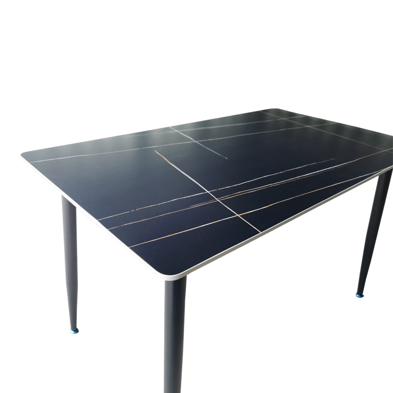 Τραπέζι Pembe Sintered Stone Μαύρη Όψη Μαρμάρου με Μαύρα Μεταλλικά Πόδια 120x70x75