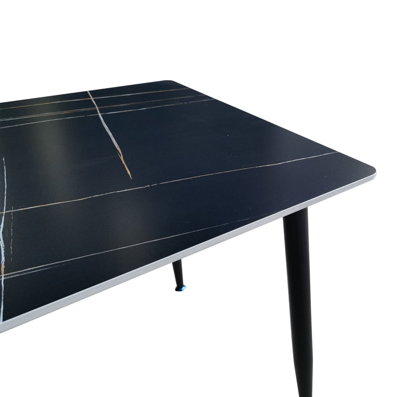 Τραπέζι Pembe Sintered Stone Μαύρη Όψη Μαρμάρου με Μαύρα Μεταλλικά Πόδια 120x70x75