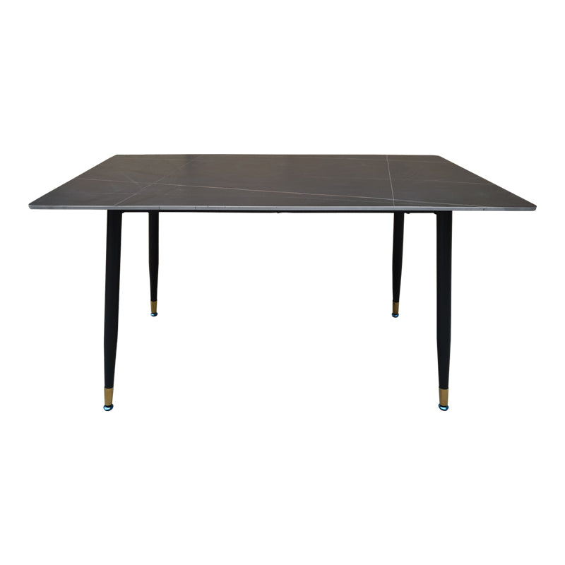 Τραπέζι Pembe Sintered Stone Μαύρη Όψη Μαρμάρου με Μαύρα Μεταλλικά Πόδια 140x80x75