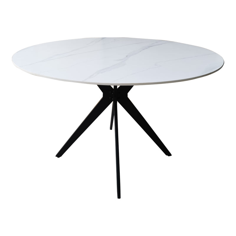 Τραπέζι Orbital Sintered Stone Λευκή Όψη Μαρμάρου με Μαύρα Μεταλλικά Πόδια Φ120x76