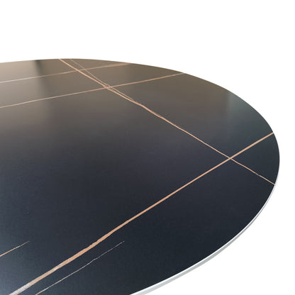 Τραπέζι Orbital Sintered Stone Μαύρη Όψη Μαρμάρου με Μαύρα Μεταλλικά Πόδια Φ120x76