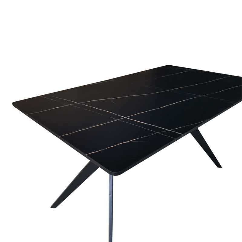 Τραπέζι Ezali MDF Μαύρη Όψη Μαρμάρου με Μαύρα Μεταλλικά Πόδια 140x80x75