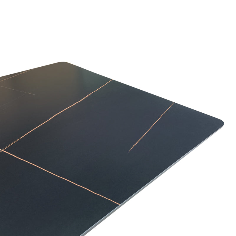 Τραπέζι Mapele Μαύρη Όψη Μαρμάρου με Μαύρα Μεταλλικά Πόδια 180x90x75