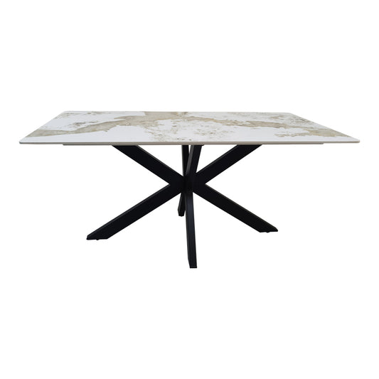 Τραπέζι Bethan Sintered Stone-Μέταλλο Λευκό Μαρμάρου-Μαύρο 160x80x75