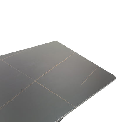 Bethan Sintered Stone-Metal Dining Table Black Marble-Black 160x80x75