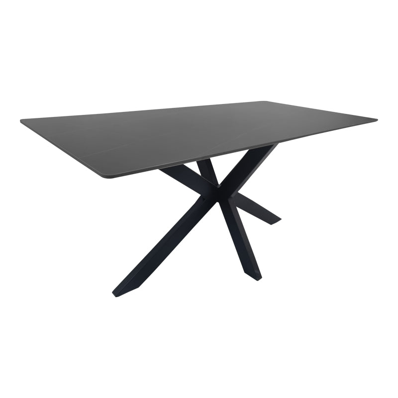 Bethan Sintered Stone-Metal Dining Table Black Marble-Black 160x80x75