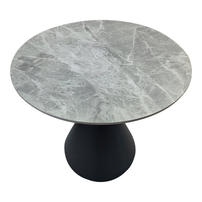 Τραπέζι Flenada Sintered Stone σε Γκρι Όψη Μαρμάρου με Μαύρη Μεταλλική Βάση Φ80x76