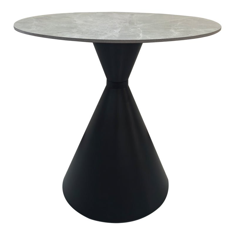 Τραπέζι Flenada Sintered Stone σε Γκρι Όψη Μαρμάρου με Μαύρη Μεταλλική Βάση Φ80x76