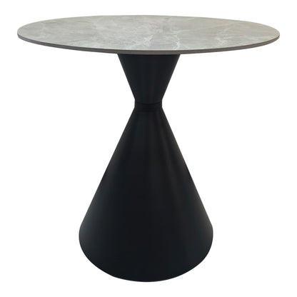 Τραπέζι Flenada Sintered Stone σε Γκρι Όψη Μαρμάρου με Μαύρη Μεταλλική Βάση Φ80x76