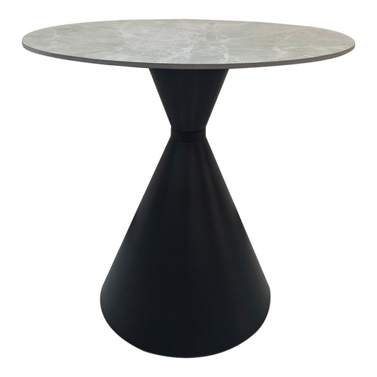 Τραπέζι Flenada Sintered Stone σε Γκρι Όψη Μαρμάρου με Μαύρη Μεταλλική Βάση Φ80x76