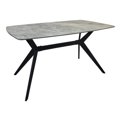 Τραπέζι Ezali Sintered Stone Γκρι Όψη Μαρμάρου με Μαύρο Μεταλλικό Πόδι 140x80x75