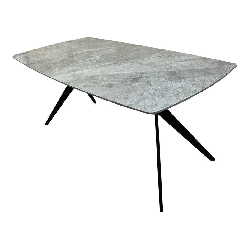 Τραπέζι Ezali Sintered Stone Γκρι Όψη Μαρμάρου με Μαύρο Μεταλλικό Πόδι 180x90x75