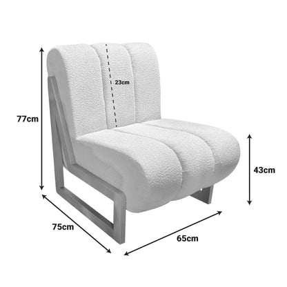 Πολυθρόνα Cocoon Ύφασμα σε Λευκή - Πόδια σε Φυσική Απόχρωση 65x75x77