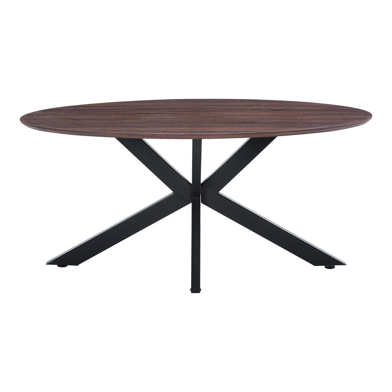 Makrey Walnut MDF Table - Black Metal Legs 160x90x75
