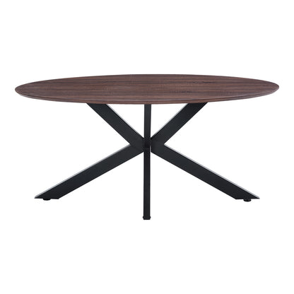 Makrey Walnut MDF Table - Black Metal Legs 160x90x75