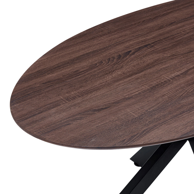 Makrey Walnut MDF Table - Black Metal Legs 160x90x75