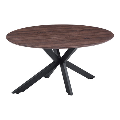 Makrey Walnut MDF Table - Black Metal Legs 160x90x75