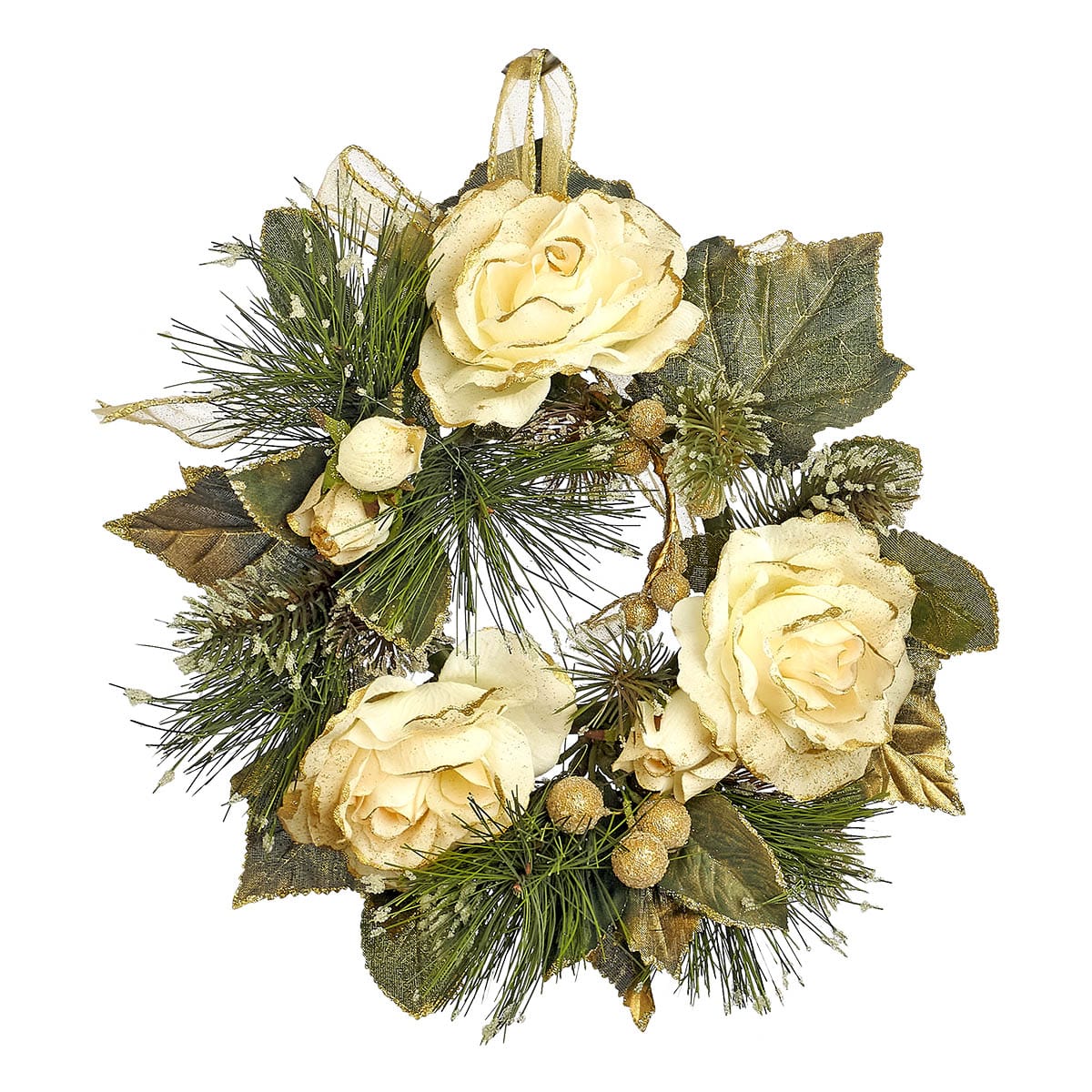 Στεφανάκι Χριστουγέννων Κρεμ 20εκ